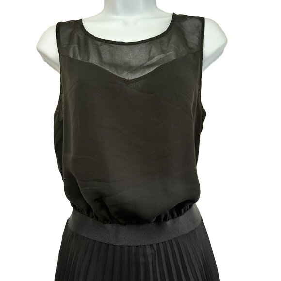 Sisley Color Block Pleated Asymmetrical Midi Dress Black US Size 8 Lined - Picture 8 of 15